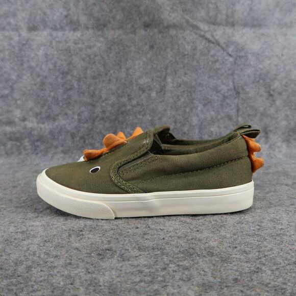 Old Navy Shoes Kids 8 Sneakers Dinosaur Slip On Canvas Toddler Green Orange Dino - Picture 5 of 12